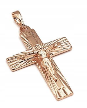 Krzyż Zawieszka Stal Złoty Pozłacany 18K