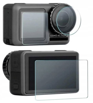 SZKŁO Hartowane 3w1 do DJI Osmo Action OSŁONA 9H na OBIEKTYW LCD