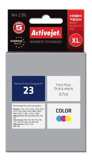 Tusz Activejet AH-23N (zamiennik HP 23 C1823D  Supreme  47 ml  kolor)