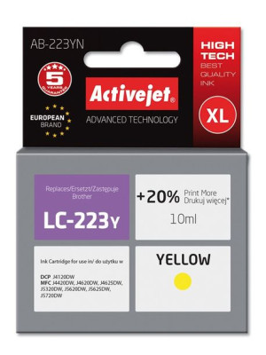 Tusz Activejet AB-223YN (zamiennik Brother LC223Y  Supreme  10 ml  żółty)