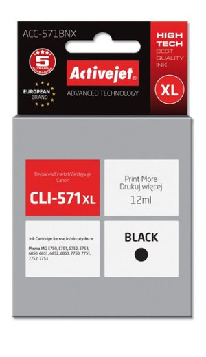 Tusz Activejet ACC-571BNX (zamiennik Canon CLI-571Bk XL  Supreme  12 ml  cz