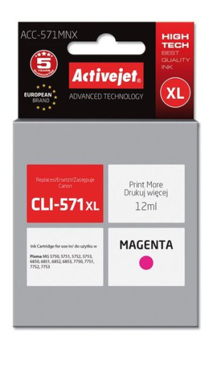 Tusz Activejet ACC-571MNX (zamiennik Canon CLI-571M XL  Supreme  12 ml  cze