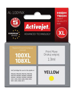 Tusz Activejet AL-100YNX (zamiennik Lexmark 100XL/108XL 14N1071E  Supreme