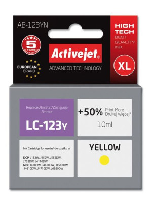 Tusz Activejet AB-123YN (zamiennik Brother LC123Y/121Y  Supreme  10 ml  żół