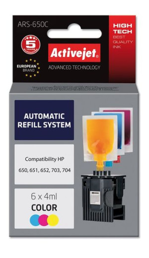 System uzupełnień Activejet ARS-650Col (zamiennik HP703, HP704, HP650, HP65