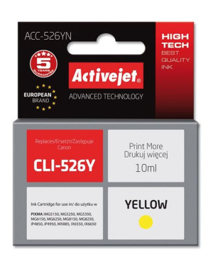 Tusz Activejet ACC-526YN (zamiennik Canon CLI-526Y  Supreme  10 ml  żółty)