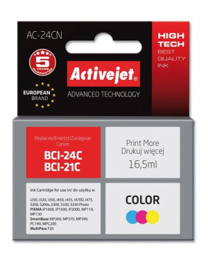 Tusz Activejet AC-24CN (zamiennik Canon BCI-24C  Supreme  16,5 ml  kolor)
