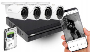 Zestaw Monitoringu 4x Kamera Ip Dahua 2mpx + Rejestrator Ip 4 Poe + Dysk