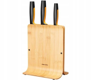 Fiskars zestaw 3 nozy w bloku bambusowym 1057553