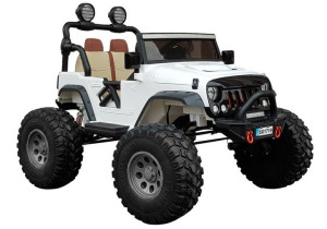 Auto na Akumulator Jeep MEGA typ Biały 4x4 Amortyzatory