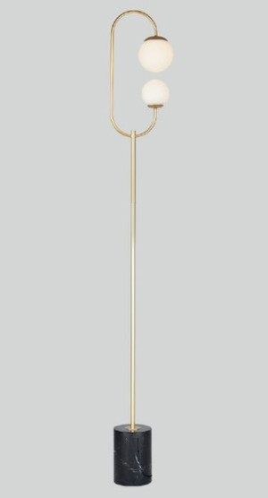 Złota lampa stojąca TORO szklane kule LED 8W 3000K do salonu