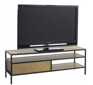 Szafka RTV stolik pod TV komoda LOFT INDUSTRIAL metal czarny dąb TRAPPEDAL