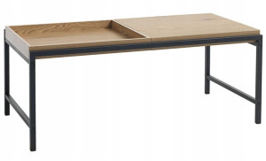 Stolik kawowy ława LOFT INDUSTRIAL TRAPPEDAL czarny metal dąb