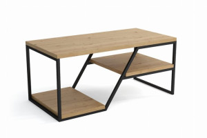 Stolik Kawowy ELISE Styl Industrialny LOFT do Salonu Blat Dąb Artisan