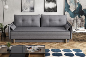 Sofa BODEN Mała z Funkcją Spania Sprężyna Bonell Poduszki Skandynawski Styl