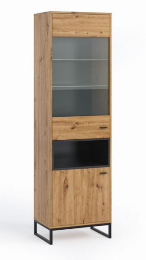 Witryna OLIER OL-13 60 Wąska Wysoka LED Dąb Artisan