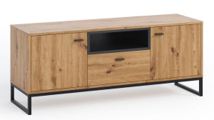 Szafka RTV OLIER OL-07 Dąb Artisan Nowoczesna Styl LOFT Do Salonu 135 cm