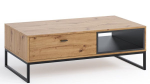 Stolik kawowy OLIER OL-05 Loft Szuflada Półka Dąb Artisan