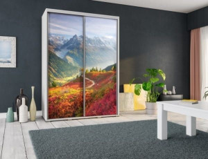 Szafa Przesuwna PENELOPA z GRAFIKĄ Szerokość 155 cm Do Sypialni Pokoju Gard
