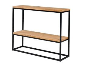 Konsola Metalowa FRATI Blat Dębowy LOFT Industrialna z Półką