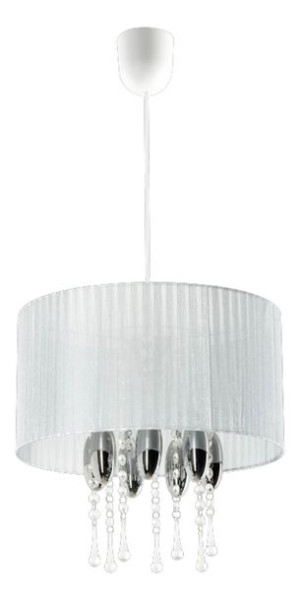 Lampa Wisząca Camilla Biała Glamour Abażur Kryształ