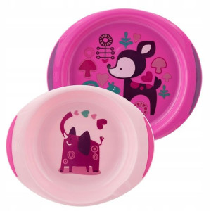 CHICCO Zestaw 2 talerzy talerzyków 12m+ różowy