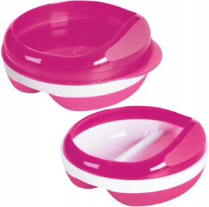 Oxo miseczka dzielona dwukomorowa przykrywką pink
