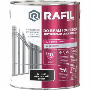 Farba RAFIL Brama Ogrodzenia PÓŁMAT RAL9005 3L
