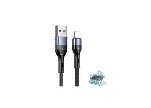 USAMS Kabel pleciony U55 2A lightning for set U55 czarny/black 1m SJ448ZJ01