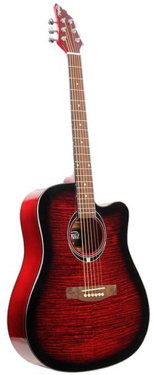 Flycat C100 Trd Gitara Akustyczna Cutaway Czerwona