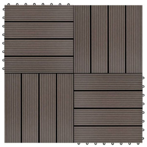 Płytki tarasowe, 22 szt., 30 x 30 cm, 2 m², WPC, ciemnobrązowe