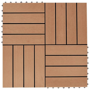 Płytki tarasowe, 11 szt., WPC, 30 x 30 cm, 1 m², kolor tekowy
