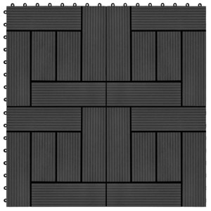 Płytki tarasowe, 11 szt., WPC, 30 x 30 cm, 1 m², czarne