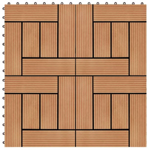 Płytki tarasowe, 11 szt., WPC, 30 x 30 cm, 1 m², kolor tekowy