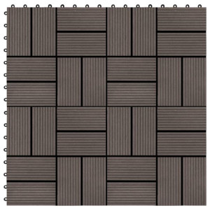Płytki tarasowe, 11 szt., WPC, 30 x 30 cm, 1 m², ciemny brąz