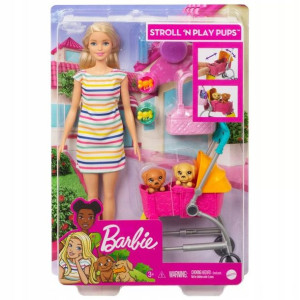 BARBIE Spacerówka z pieskami Zestaw GHV92