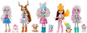 ENCHANTIMALS Śnieżna Dolina Zestaw 5 LALEK+ZWIERZ