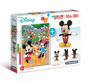 CLEMENTONI Puzzle 104el+3D Myszka Mickey Disney