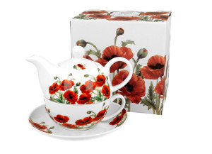Tea for One porcelanowy / Filiżanka z dzbankiem i spodkiem CLASSIC POPPIES