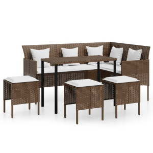 5-cz. zestaw wypoczynkowy do ogrodu, rattan PE, br