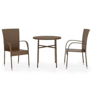 3-częściowy zestaw mebli ogrodowych, rattan PE, br
