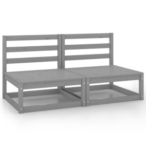 2-osobowa sofa ogrodowa, szara, lite drewno sosnow