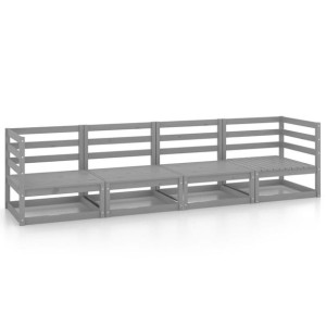 4-osobowa sofa ogrodowa, szara, lite drewno sosnow