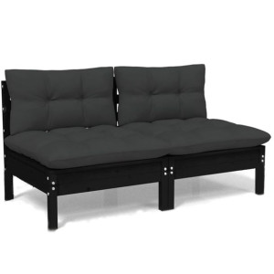 2-osobowa sofa ogrodowa z antracytowymi poduszkami