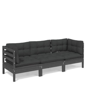 3-osobowa sofa ogrodowa z antracytowymi poduszkami
