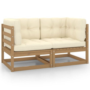 2-osobowa sofa ogrodowa, poduszki, miodowy brąz, d
