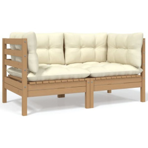 2-osobowa sofa ogrodowa z kremowymi poduszkami, dr