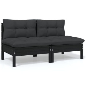 2-osobowa sofa ogrodowa z poduszkami, czarna, drew
