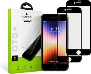 Szkło hartowane Glastify OTG+ Apple iPhone SE 2022/SE 2020/8/7 Black [2 PAC