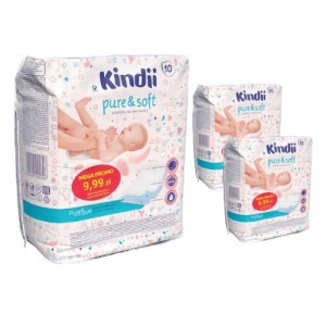 Podkłady dla niemowląt Kindii pure & soft (10 sztuk) x 3